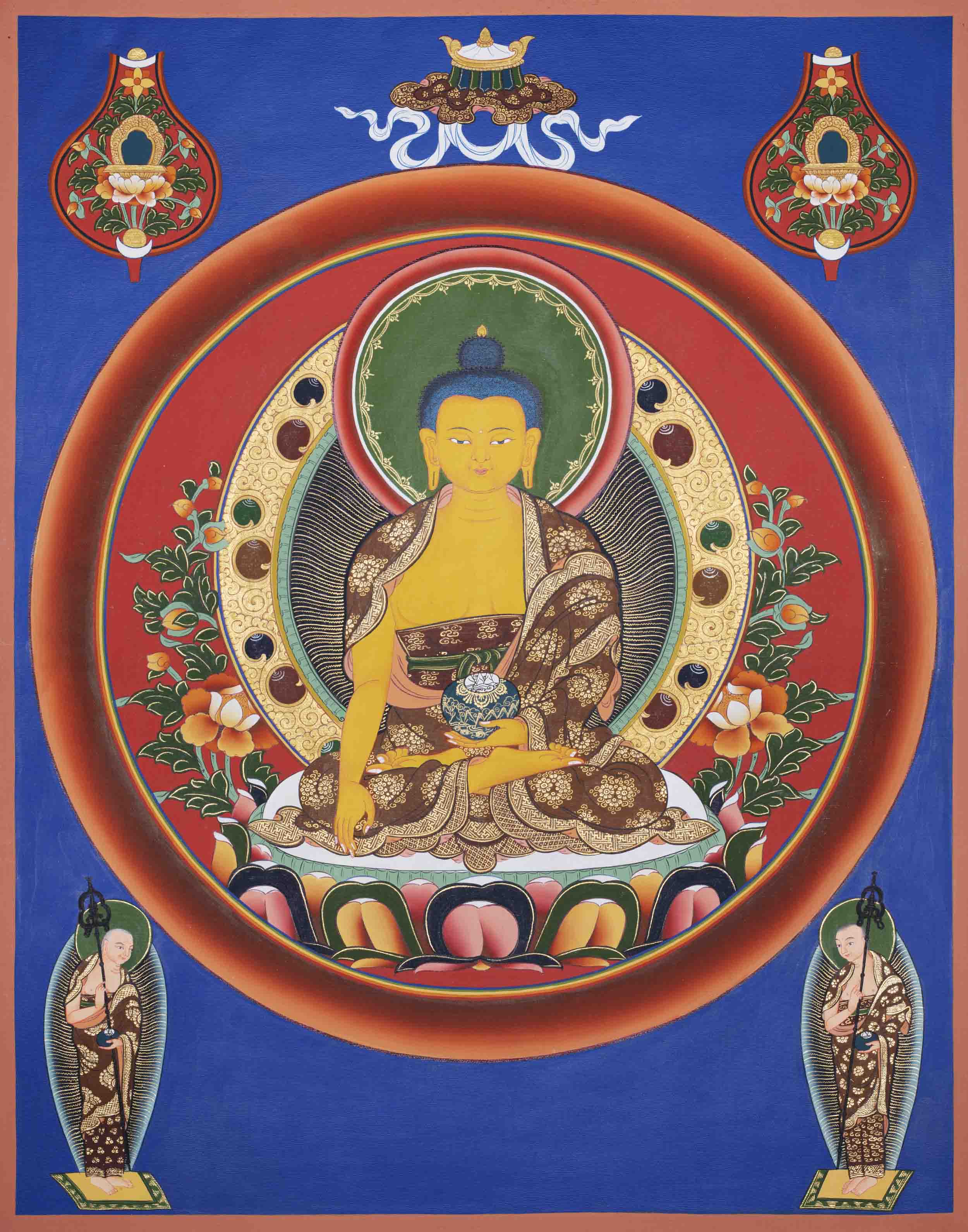 Original Hand painted Shakyamuni Buddha Thangka | Art Painting for Meditation, Good Luck , Wealth and Success
