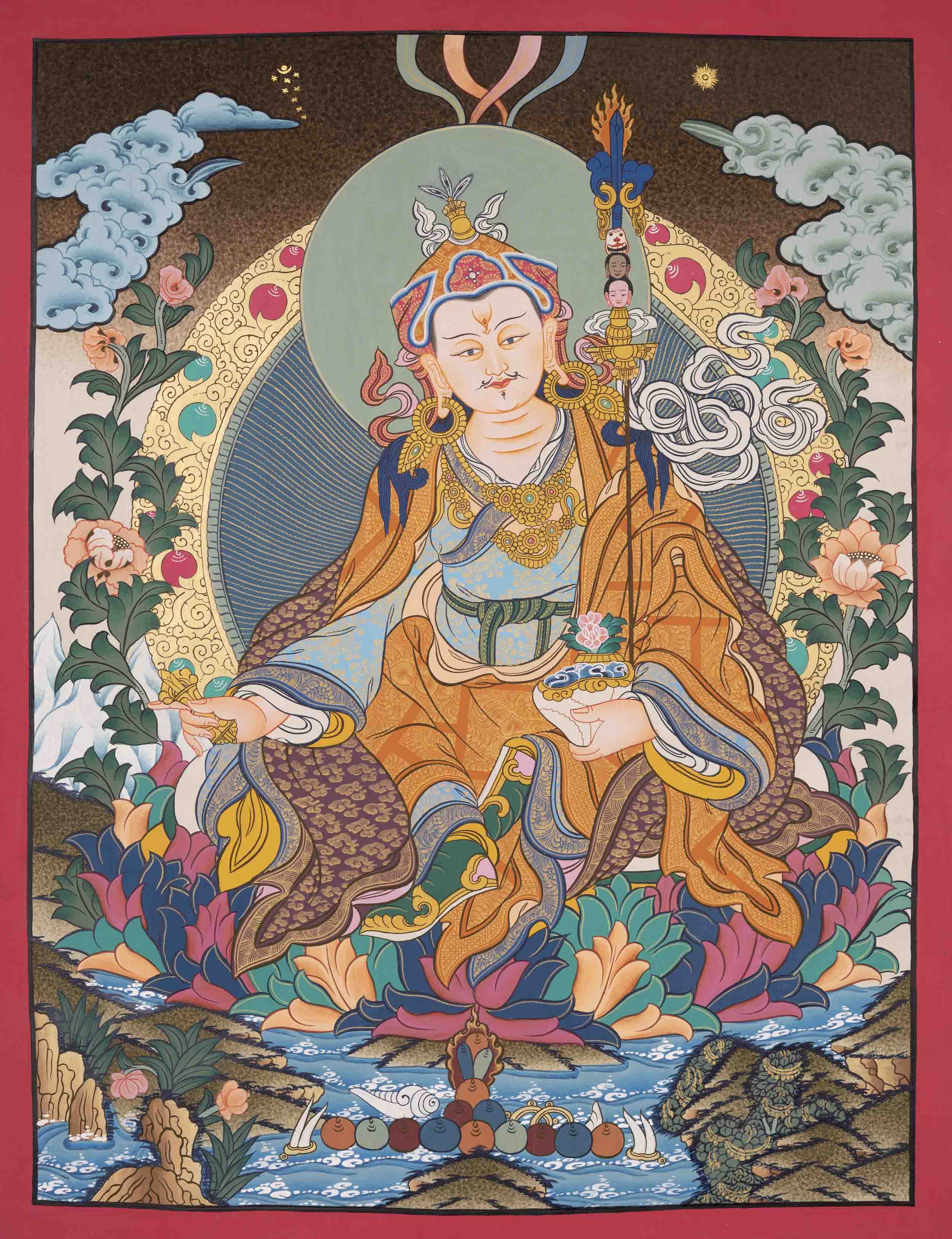 Guru Rinpoche Traditional Hand-Painted Thangka | Tibetan Buddhist Arts