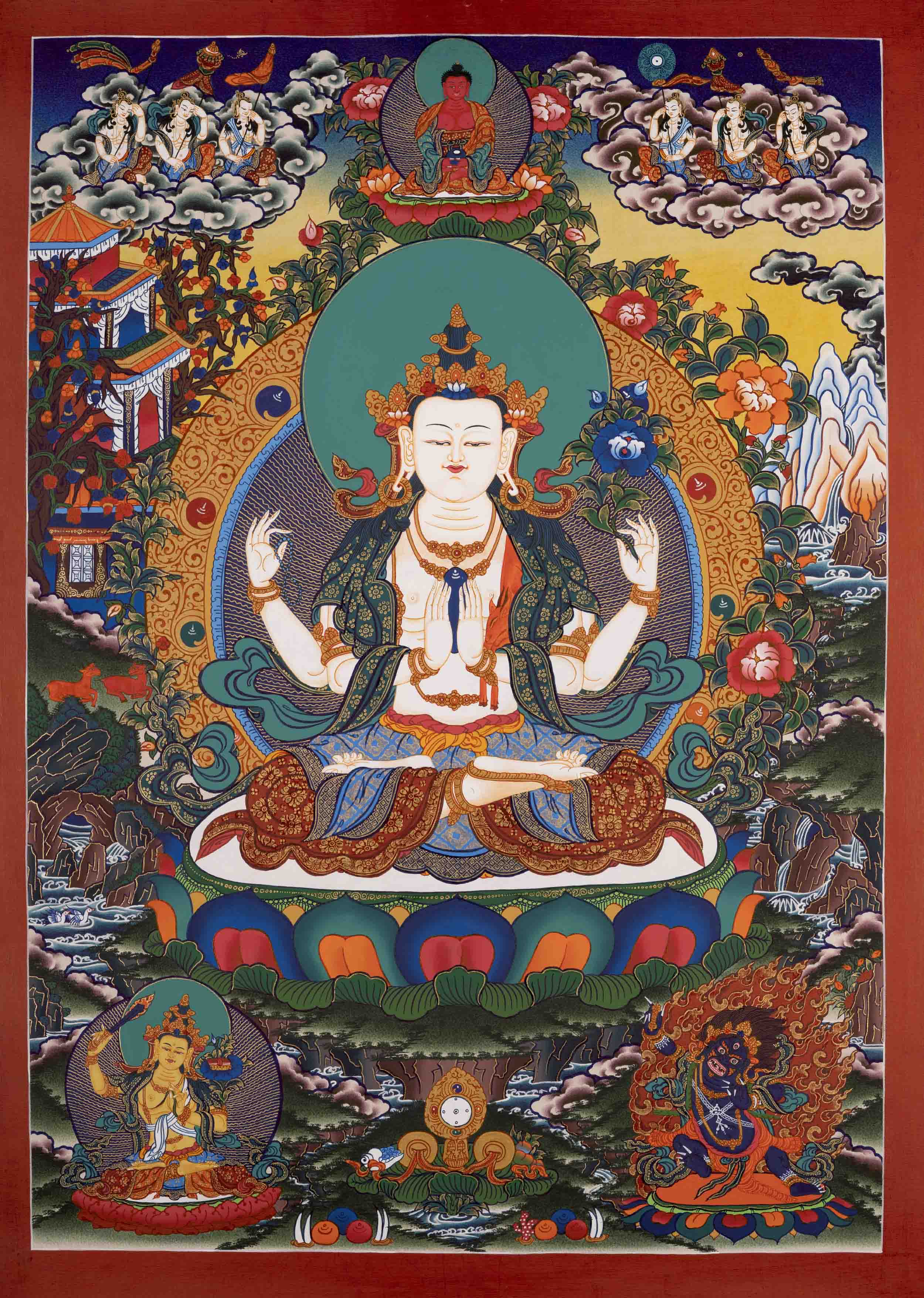 Avalokiteshvara Chengrezig | Bodhisattva of Compassion |  Mindfulness Meditation Object of Focus For Our Wellbeing
