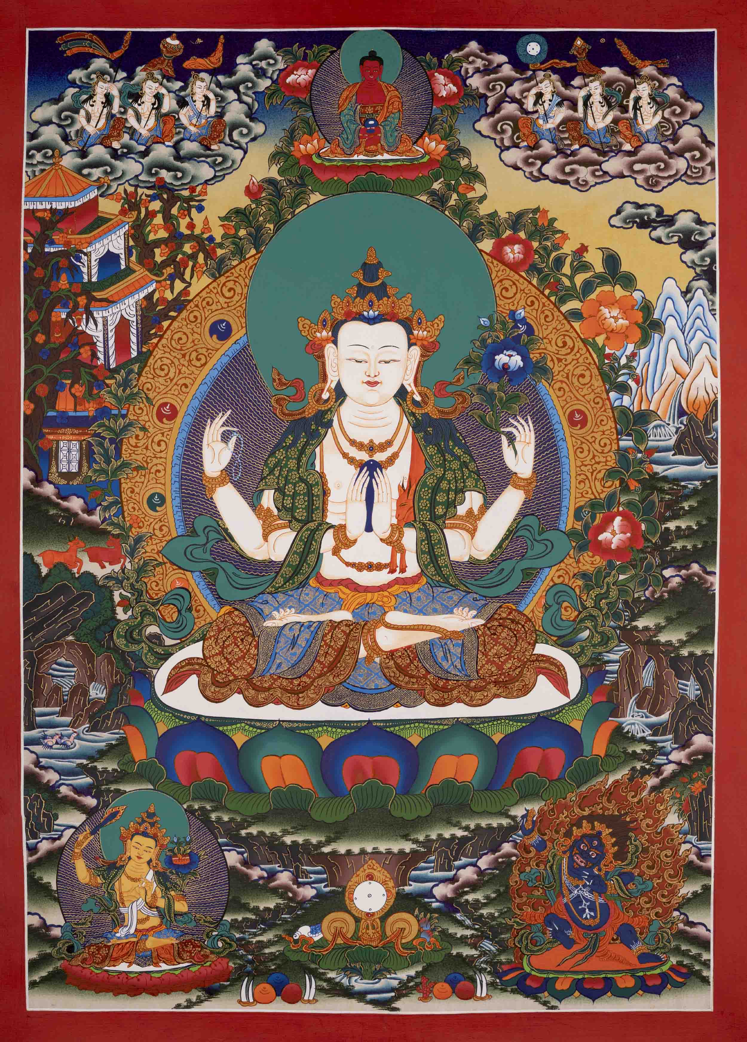 Avalokitesvara Chengrezig Thangka | Tibetan Buddhism Thangka