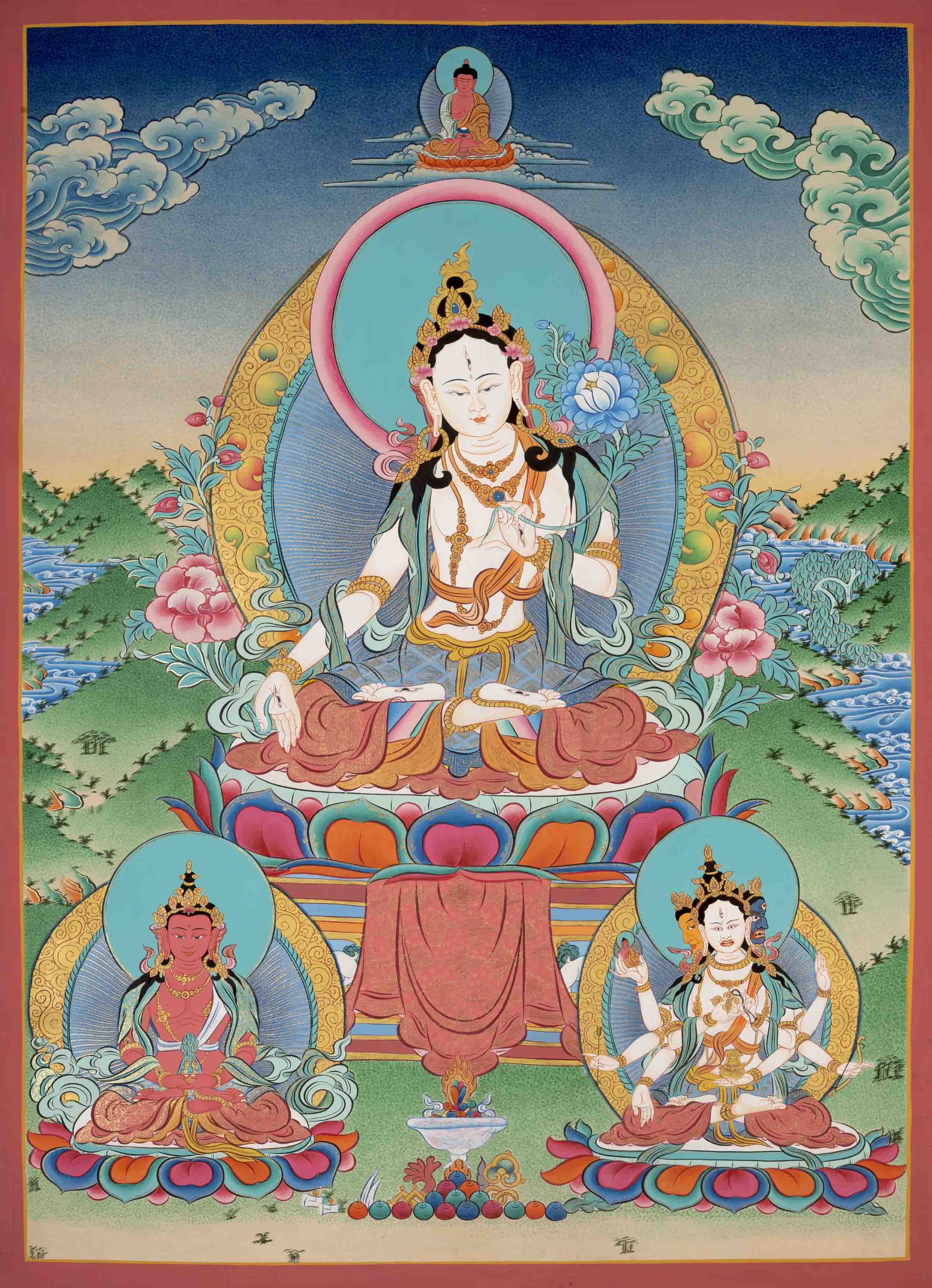 Big Size White Tara Thangka Painting | Original Hand-Painted Female Bodhisattva Art