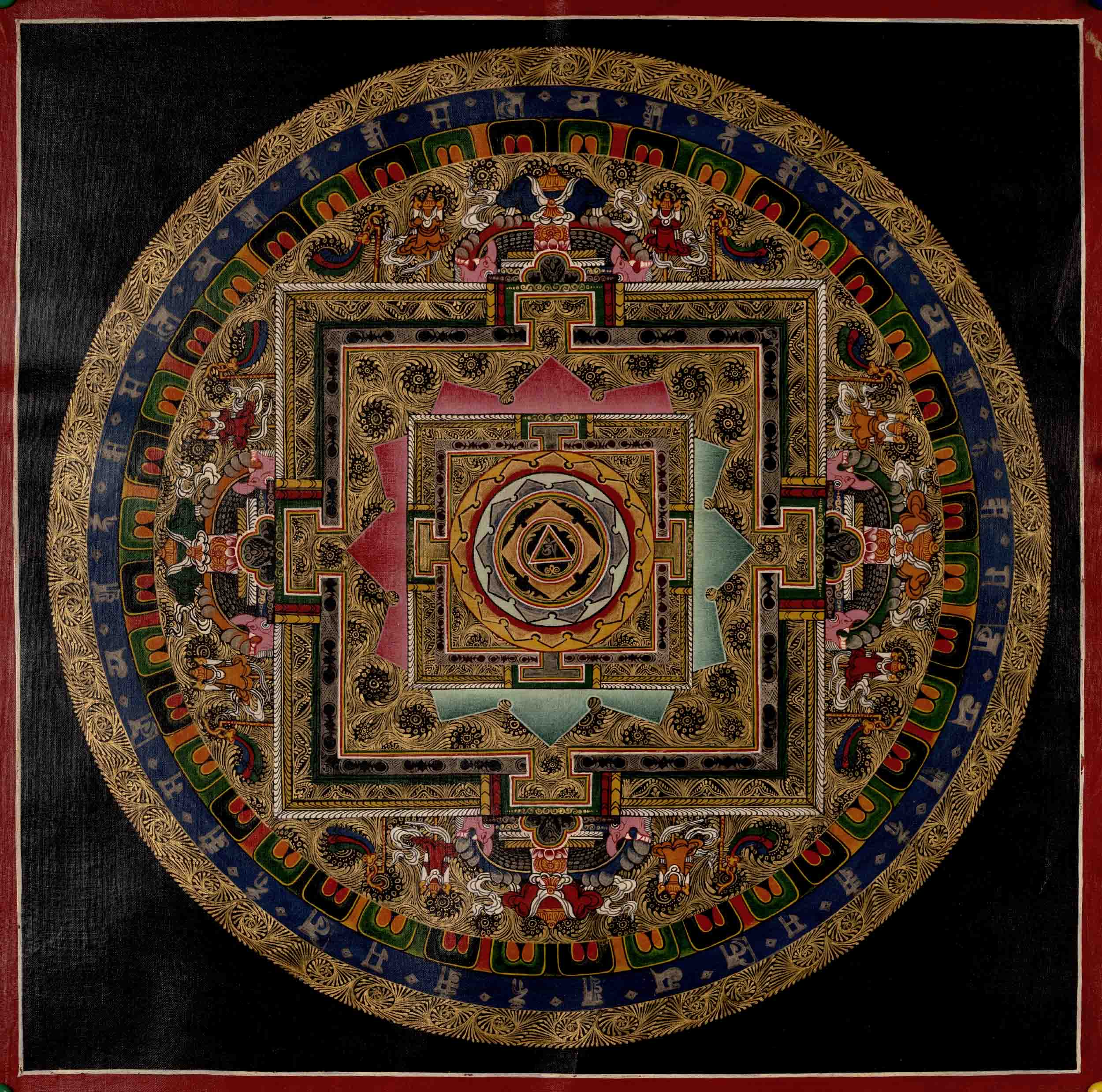 Om Mantra Mandala Tibetan Handmade Original Quality Thangka
