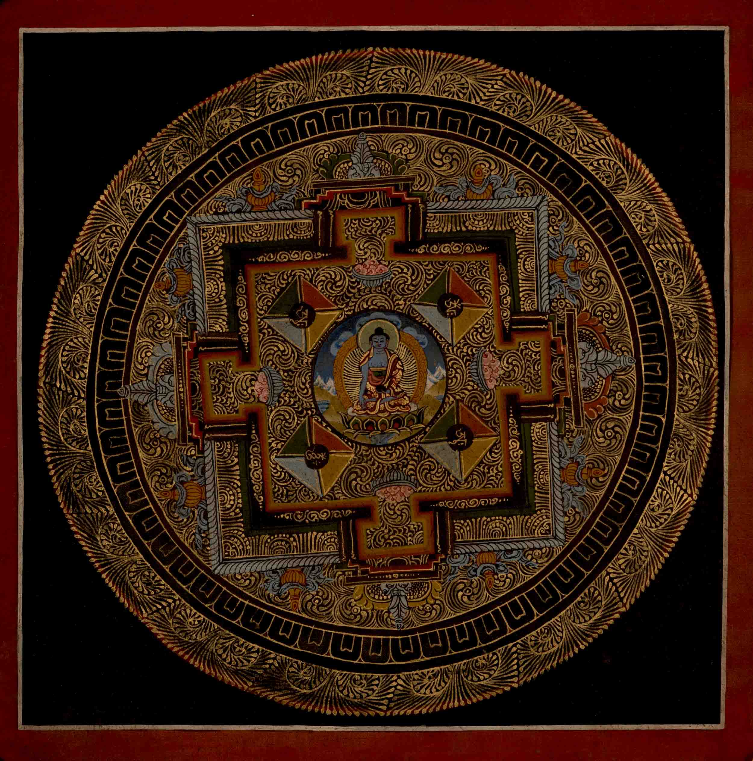 Medicine Buddha Mandala Thangka Painting | Hand Painted Tibetan Buddhist Art