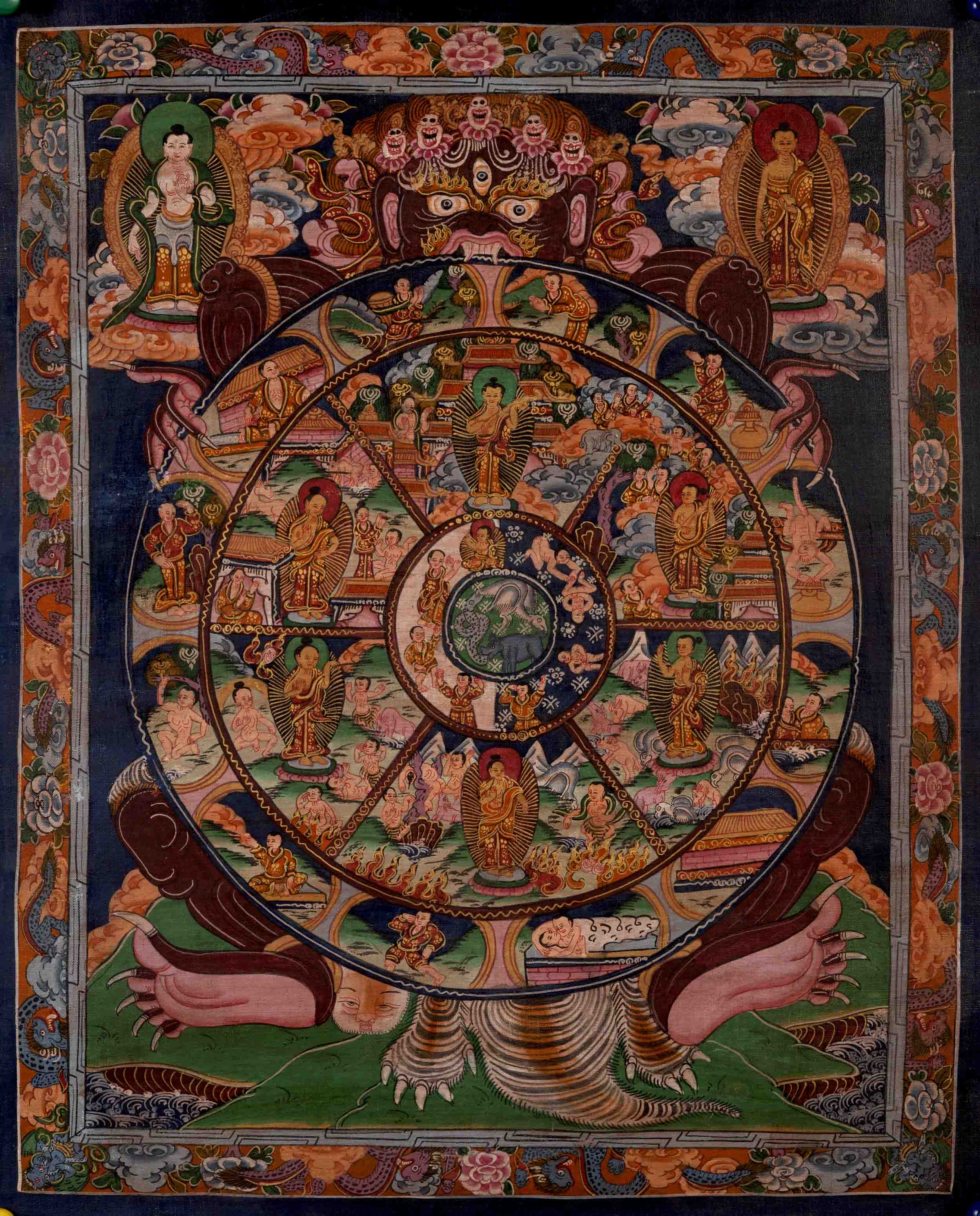 Wheel Of Life Original Bhavachakra Thangka Buddhist Art | Wall Decoration Painting | Mindfulness Meditation Practice Tool