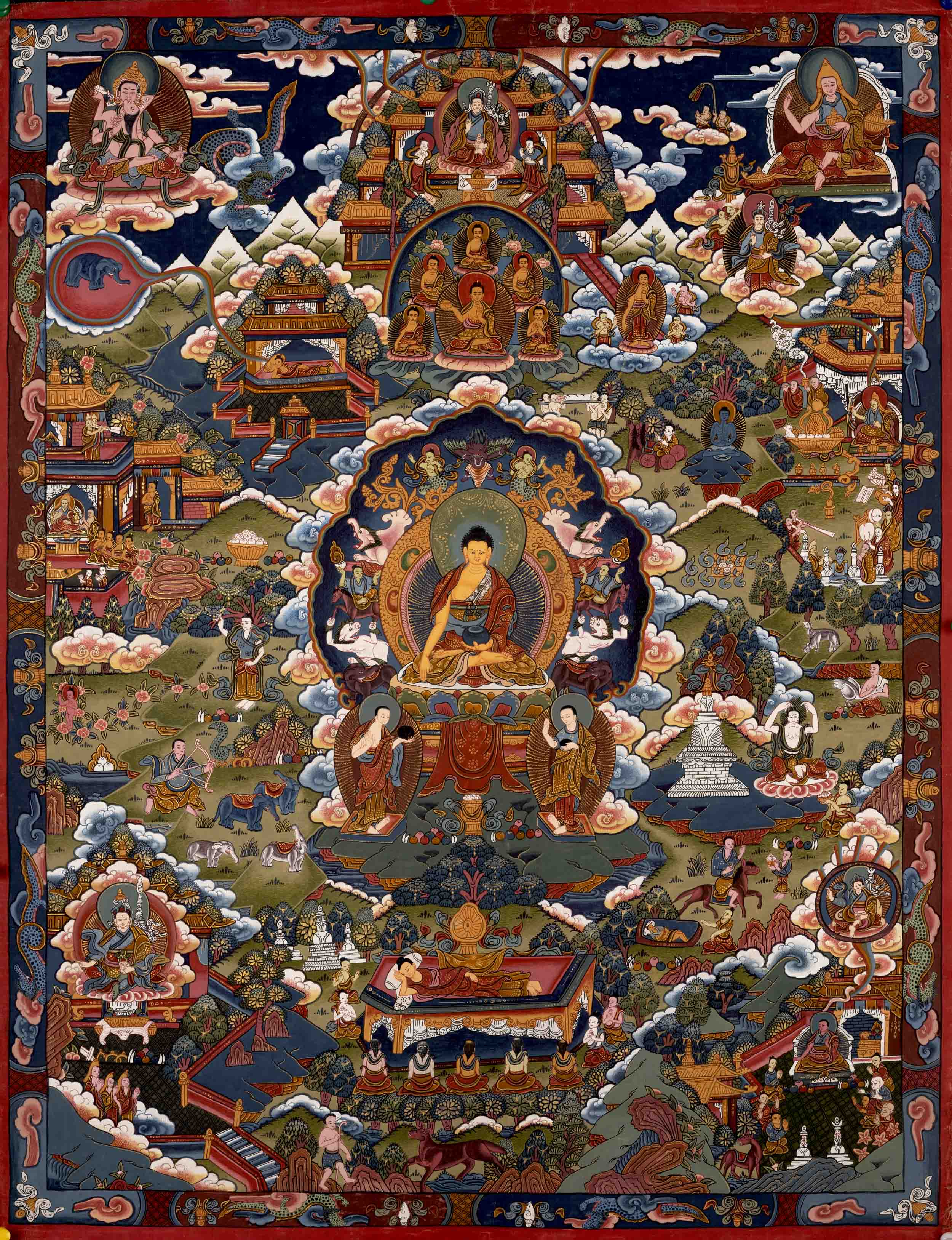 Buddha life Story Original Hand-Painted Thangka | Tibetan Thangka Art