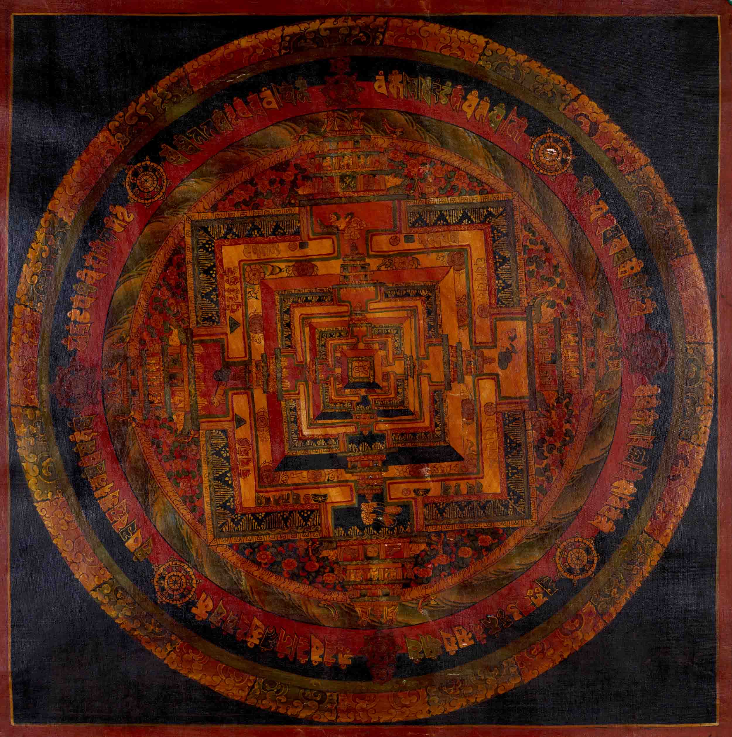 Oil Varnished Kalachakra Mandala Thangka Painting | Wall Hanging Yoga Meditation
