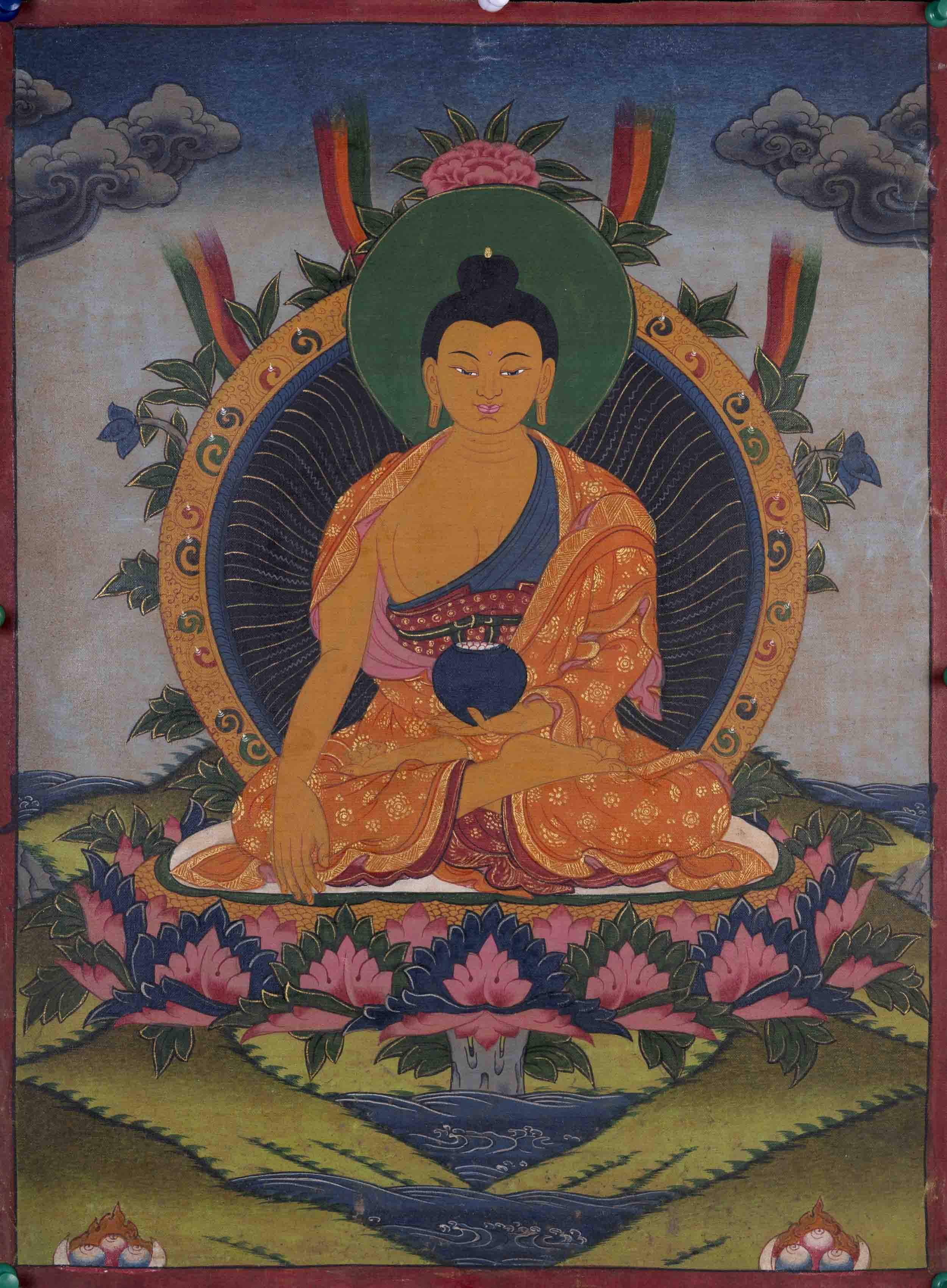 Vintage Shakyamuni Buddha Tibetan Thangka | Gautama Sitting In Vajra Posture