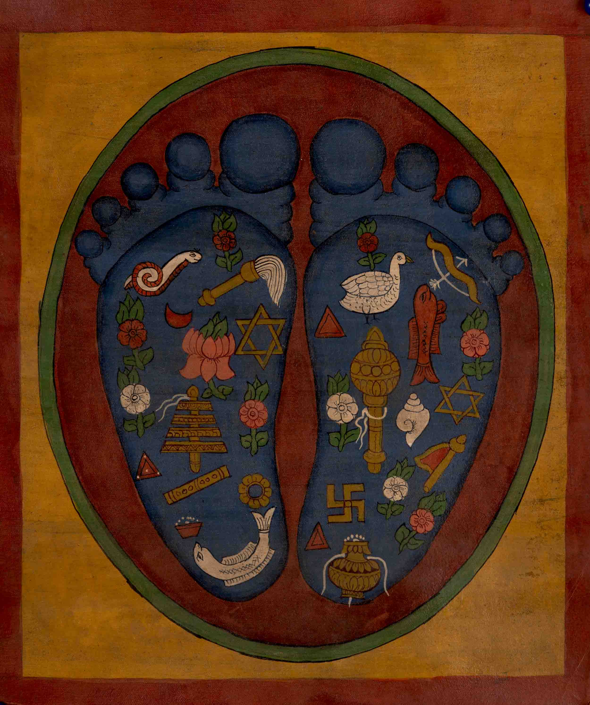 Oil Varnished Buddha's Feet Laden with Auspicious Signs | Wall Hanging Yoga Meditation Canvas Art
