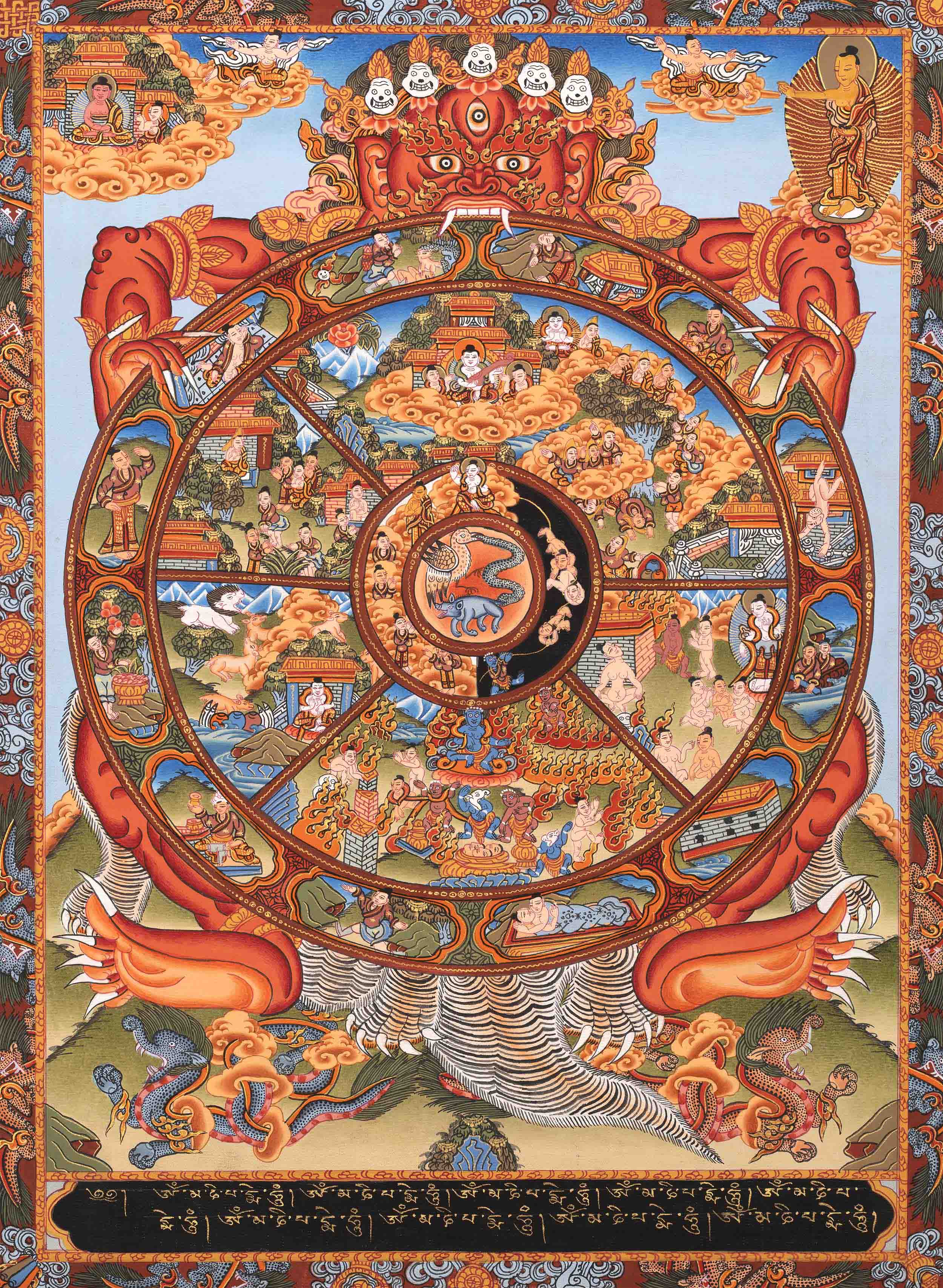 Tibetan Buddhism Wheel of Life (Samsara) Bhavechakra Mudra Fine Thangka ...