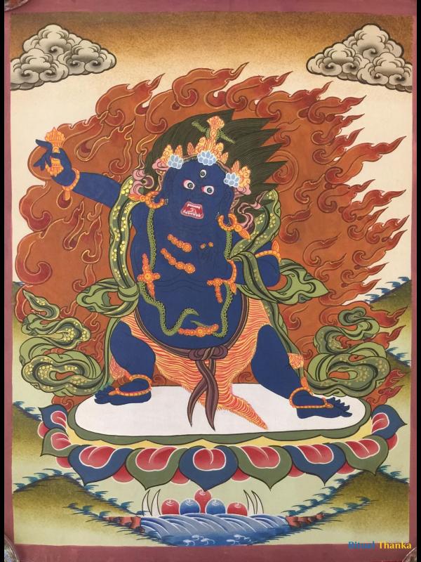 Vajrapani Thangka | Tibetan Arya Wrathful Bodhisattva Painting | Wall Decor Painting