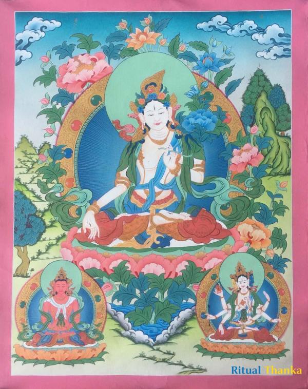 White Tara Thangka | Fine Quality Thangka Painting | Sacred Buddhist Art