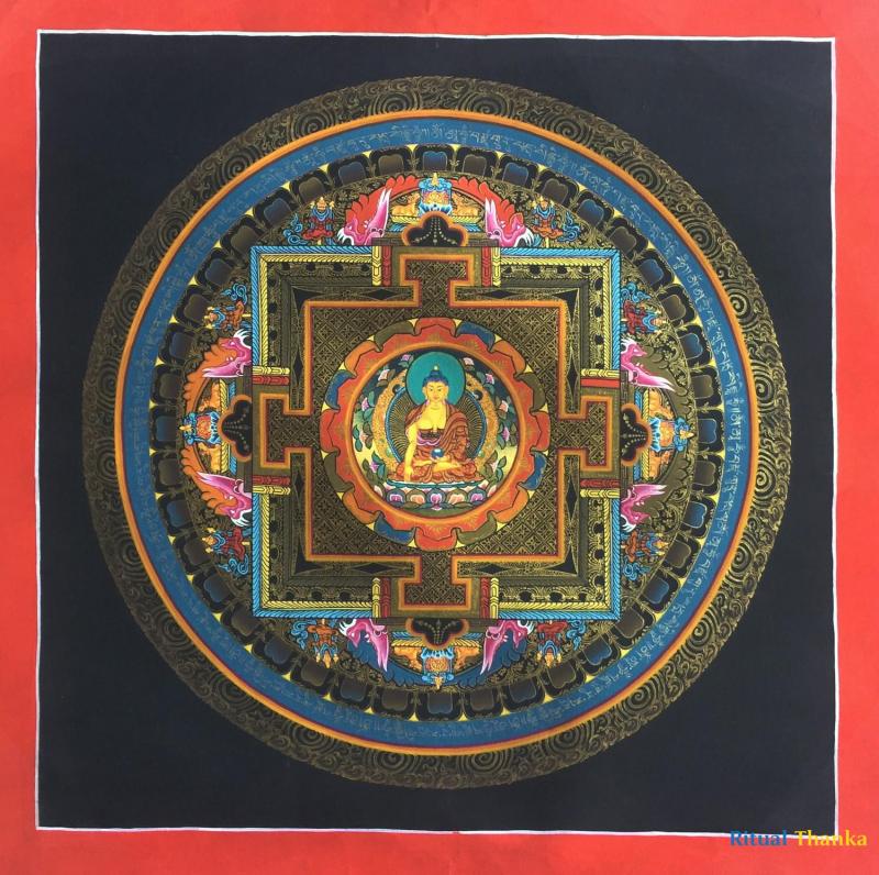 Hand-Painted Shakyamuni Buddha Mandala | Tibetan Wall Hanging | Compassion Yoga Meditation