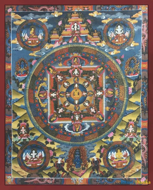 Vintage Buddha Mandala | Buddhist Art | Spiritual Art | Thangka Painting