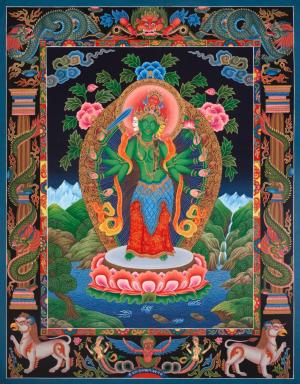 Lokeshvara Thangka Popularly known as Avalokiteshvara or Chenrezig Thangka