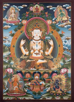 Chenrezig Thangka | Tibetan Buddhism Painting | Religious Wall Hanging