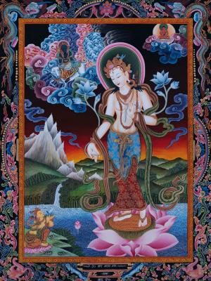 Standing White Tara Bodhisattva | Tara Goddess of Long Life | Compassionate Tara emancipating Hell Beings