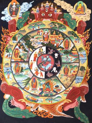 Wheel of life Original Hand Painted Bhavachakra Art