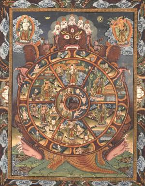 Wheel Of Life Bhavachakra Original Handmade Buddhist Thangka | Tibetan Thangka Painting for Wall Hanging