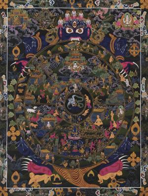 Wheel Of Life | Thread of Karma Depiction Handmade Painting | Wall Hanging Yoga Meditation Canvas Art