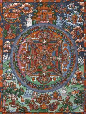 Hand-Painted Heruka Mandala | Tibetan Thangka Painting | Religious Gifts