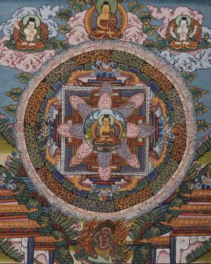 Buddha Mandala Thangka | 24k Gold Small Sized Religious Mandala wall painting