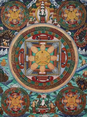 Five Buddhas Mandala | Spiritual Art for Altar space | Small Size Wall Decor | Mindfulness Meditation Practice Tool