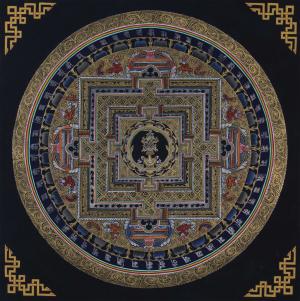 8 AUSPICIOUS SYMBOLS MANDALA  Thangka | Handmade Sacred Thangka Painting for Meditation | Art Painting for Meditation and Good Luck to house