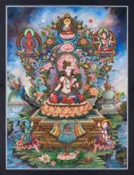Bodhisattva Tara with Vairocana Buddha , Amiatayus and Ushnishavijaya