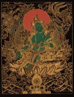 Green Tara Thangka | Original Hand Painted Full Gold Style Healing Female Deity | Healing Tara Painting