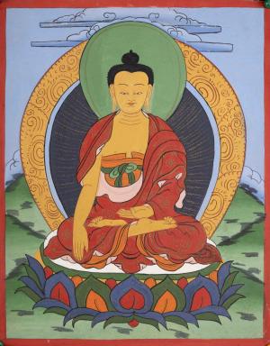 Vintage Small Size Shakyamuni Buddha Thangka
