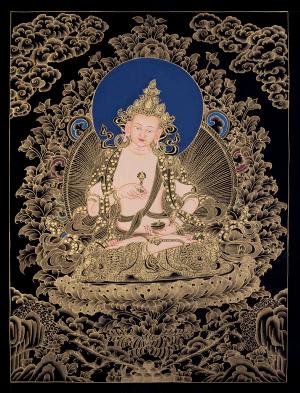 Vajrasattva Shakti Original HandPainted Buddhist thangka depicting a union of wisdom and compassion