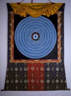 Big Cosmic Mandala Brocade Mounted Thangka | Wall Hanging Yoga Meditation Art