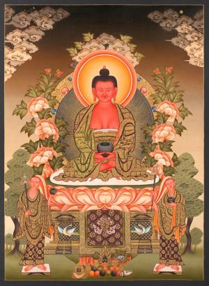 Red Amitabha Buddha Magnificent Quality Handmade Buddhist Thangka
