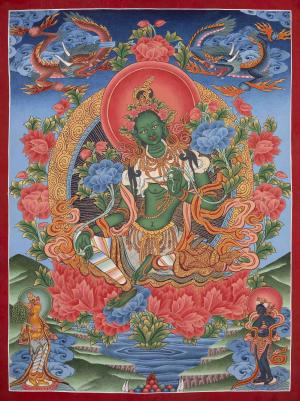 Green Tara Thangka | Original Hand Painted Healing Female Deity