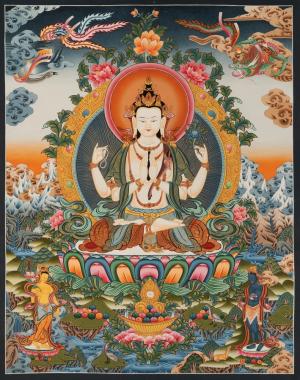 High Quality Chengring Bodhisattva Thangka | Original Hand Painted Arya Bodhisattva Thangka