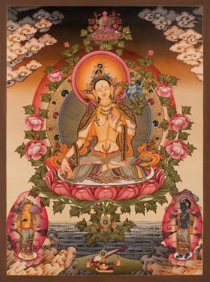 White Tara Goddess Fine Quality Original Hand-Painted Tibetan Thangka