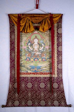 1000 Armed Lokeshvara With Brocade | Wall Hanging Yoga Meditation Canvas Art