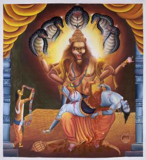 Narasimha Thangka | Original Hand-painted Artwork | Hindu Deity
