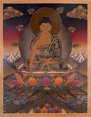 Shakyamuni Buddha Tibetan Thangka | Wall Hanging | Yoga Meditation Canvas Art