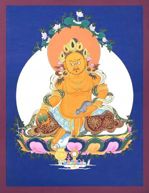 Dzambala Kubera Masterpiece Quality Handmade Buddhist Thangka