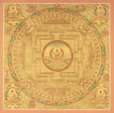 Original 24K Gold Medicine Buddha Mandala | Wall hanging Decoration for Positivity | Tibetan Thangka