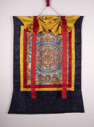 Colourful Buddha Mandala Surrounded by Bodhisattvas and Buddhist Masters