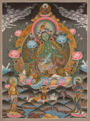 High Quality Green Tara Thangka Painting | Original Hand Painted Healing Tara Painting