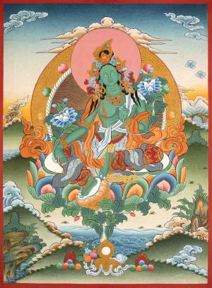 Green Tara | Tibetan Thangka Painting | Handmade Tara Painting | Wall Decoration Painting