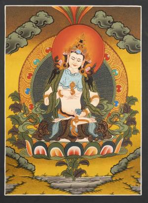 Vajrasattva Original Hand-Painted Thanka | Dorje Sempa Buddhist Painting