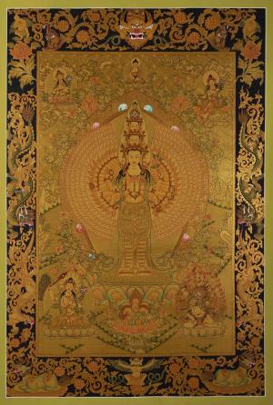 1000 Armed Avalokiteshvara Thangka Thangka | 24K Gold Style Original Hand Painted Tibetan Thanka