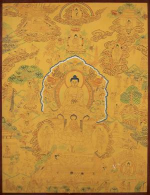 Shakyamuni Buddha Life Story | Vintage Original Hand-Painted Thangka | Wall Decoration Painting