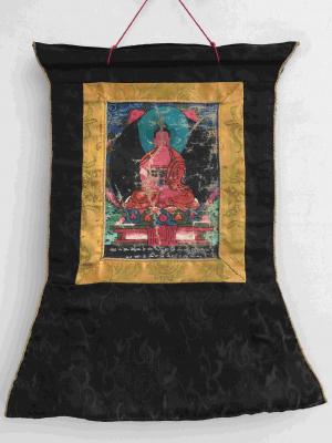 Amitabha Buddha Brocade Mounted Vintage Thangka Painting | Buddhist Art for Meditation