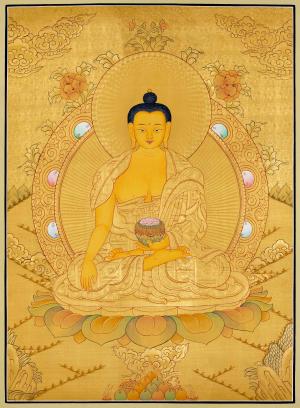Original Hand Painted Full Gold Style Shakyamuni Buddha Thangka Painting | Tibetan Buddhist Art | Wall Hanging Meditation And Yoga