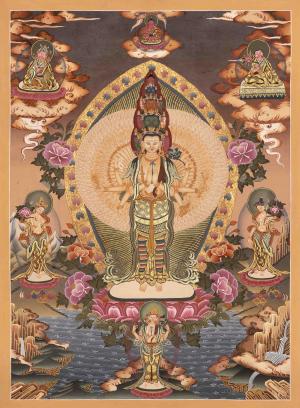Original Hand Painted 1000 Armed Avalokiteshvara Tibetan Thangka | Wall Décor Painting